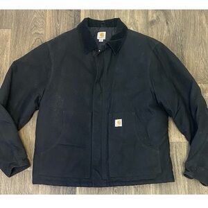 Carhartt Men’s Black Workwear Jacket with Corduroy Collar vintage Sz XL Y2K